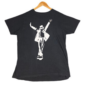 MICHAEL JACKSON Y2K CHANGES WOMEN'S SIZE L “GLITTER GLOVE” SILHOUETTE T‑SHIRT